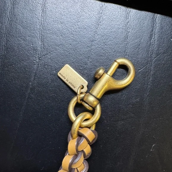 Coach Braided Leather Heritage Bead Bag Charm Keychain - Picture 3 of 4